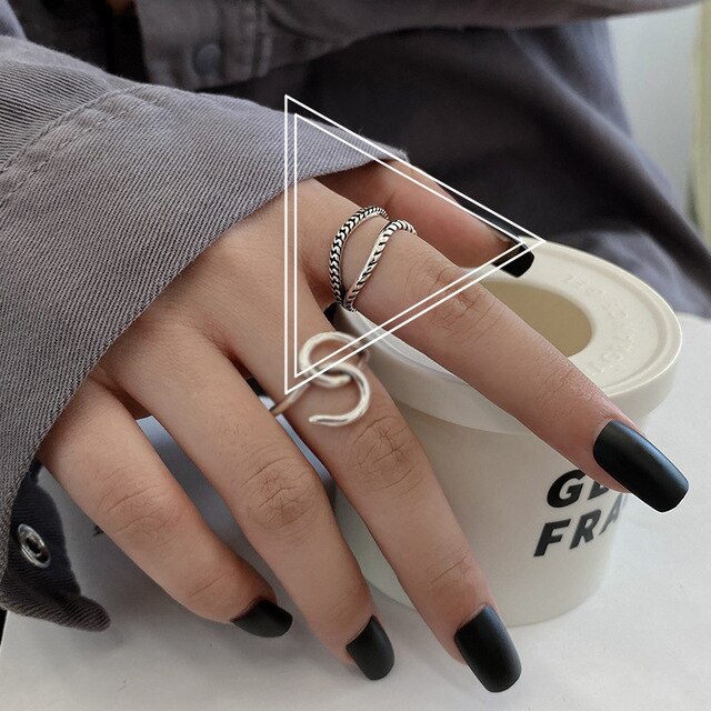 Srebrny pierścionek z podwójnym krzyżem w stylu Retro, dla kobiet, zdobiony Smiley Tail - Wianko - 15
