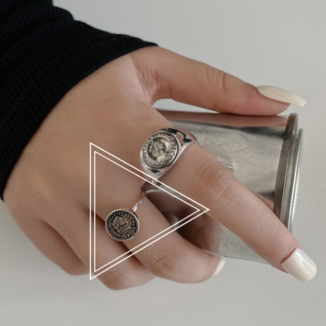 Srebrny pierścionek z podwójnym krzyżem w stylu Retro, dla kobiet, zdobiony Smiley Tail - Wianko - 13