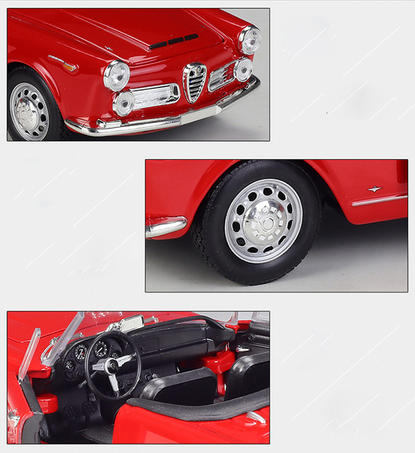 Welly Diecast 1:24 Alfa Romeo 2600 pająk klasyczny, model samochodu ze stopu metali - Wianko - 6