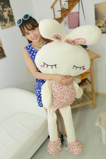 Śliczny pluszowy króliczek - prezent ślubny dla dziecka, Kawaii, kwiatowy motyw - Wianko - 6