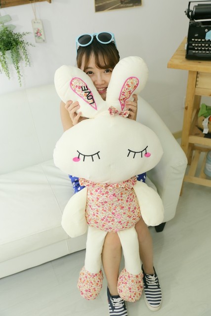 Śliczny pluszowy króliczek - prezent ślubny dla dziecka, Kawaii, kwiatowy motyw - Wianko - 4