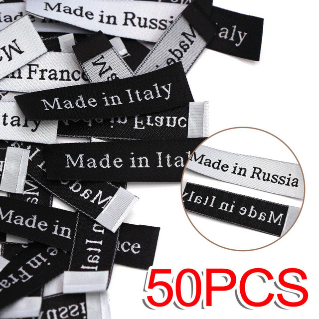 50 sztuk czarno-białych metek odzieżowych Made In Italy/France/Russia, ręcznie robione, idealne na ubrania, kapelusze, torby i dodatki do odzieży - Wianko - 10