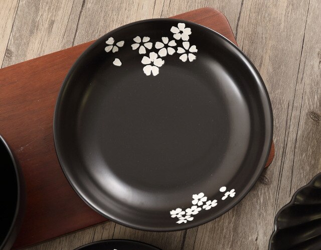 Czarna ceramiczna miska na zupę i ryż, talerz sushi, łyżka do przypraw - styl japoński - Wianko - 20