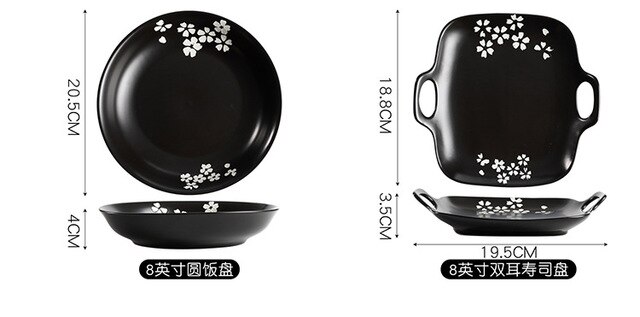 Czarna ceramiczna miska na zupę i ryż, talerz sushi, łyżka do przypraw - styl japoński - Wianko - 11