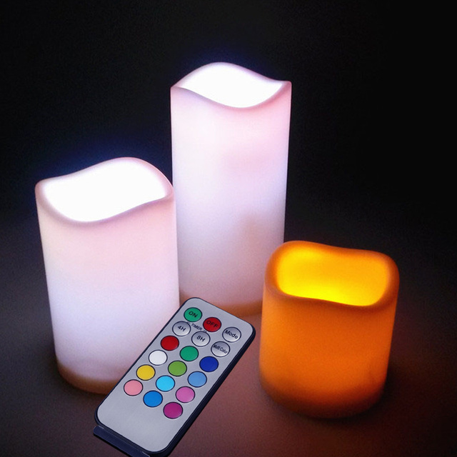 LED Świeczki Tea Light - Zestaw 3 sztuki, 12 kolorowa zmiana, zdalne sterowanie - idealne do dekoracji ślubnych i urodzinowych - Wianko - 6