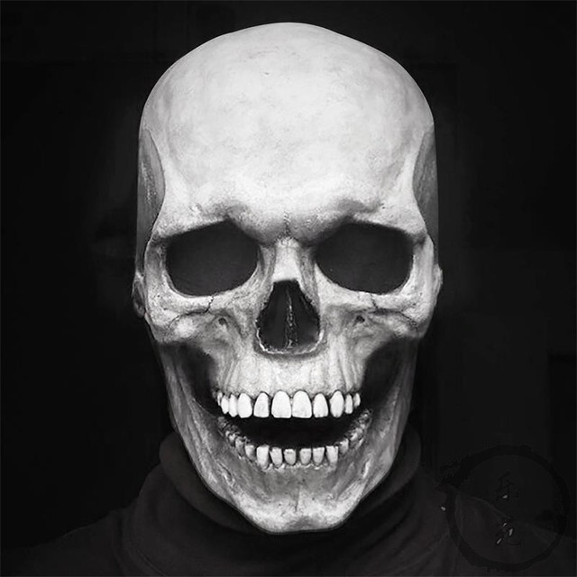 Maska Halloween lateksowa z ruchomą szczęką na całą głowę, straszna czaszka Unisex - Horror Cosplay DIY - Wianko - 3