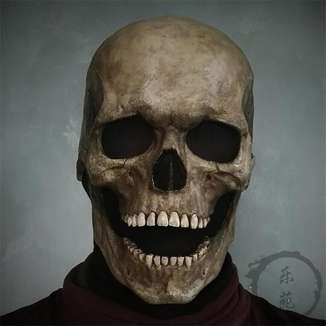 Maska Halloween lateksowa z ruchomą szczęką na całą głowę, straszna czaszka Unisex - Horror Cosplay DIY - Wianko - 2