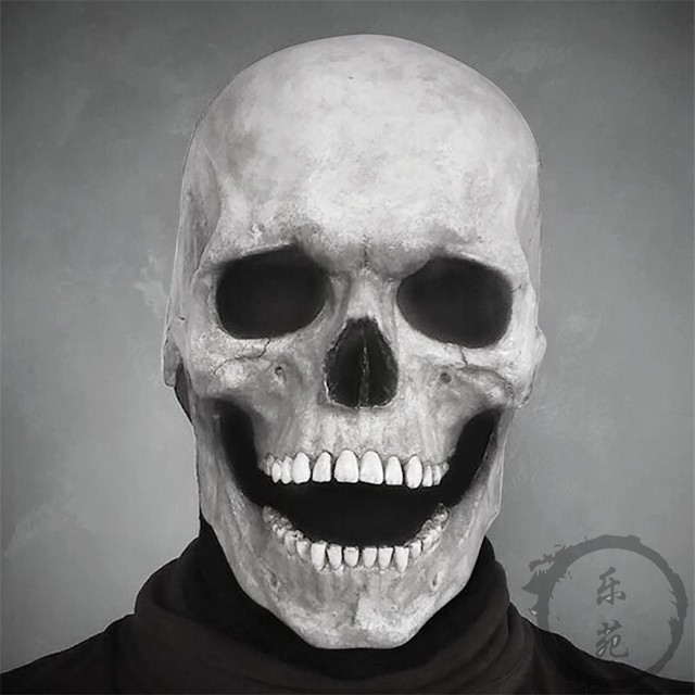 Maska Halloween lateksowa z ruchomą szczęką na całą głowę, straszna czaszka Unisex - Horror Cosplay DIY - Wianko - 4