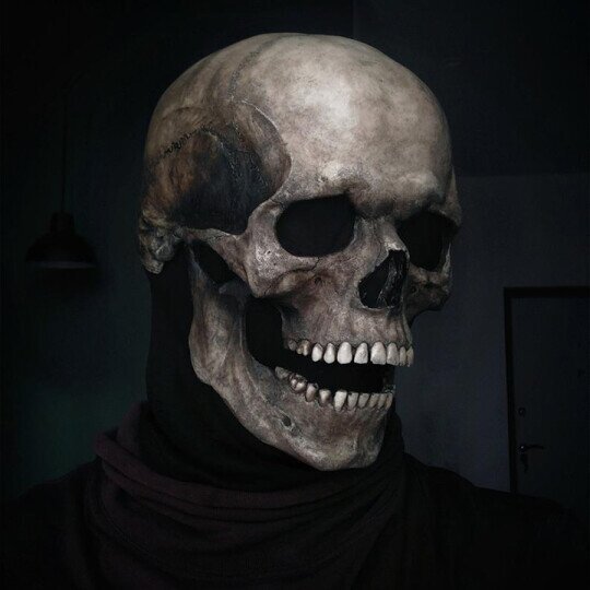 Maska Halloween lateksowa z ruchomą szczęką na całą głowę, straszna czaszka Unisex - Horror Cosplay DIY - Wianko - 6