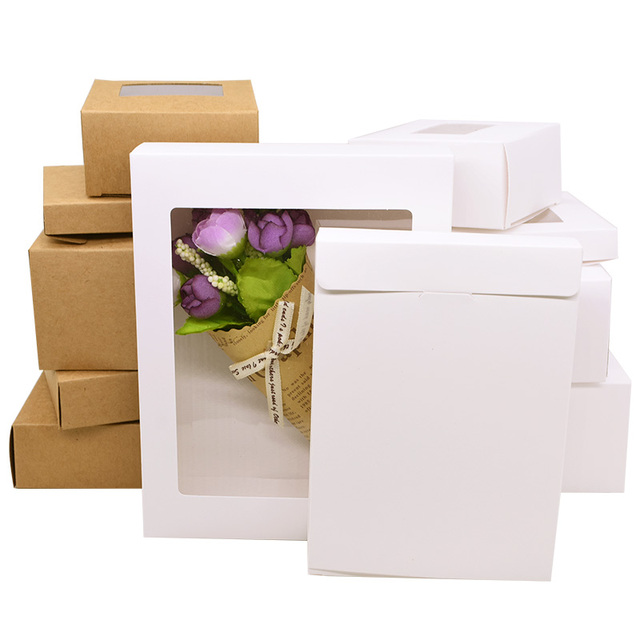 Pudełko papierowe z oknem, 6 sztuk, kolor biały i czarny, do pakowania prezentów, DIY - Wianko - 14