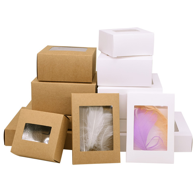 Pudełko papierowe z oknem, 6 sztuk, kolor biały i czarny, do pakowania prezentów, DIY - Wianko - 13