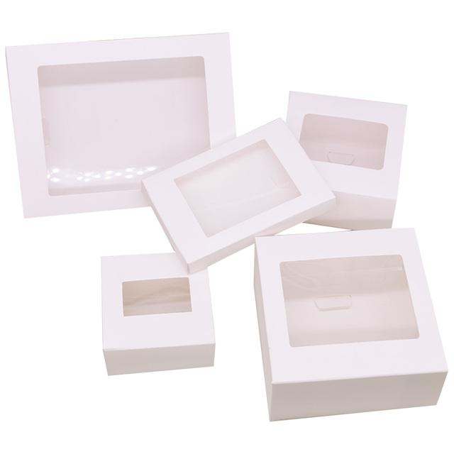 Pudełko papierowe z oknem, 6 sztuk, kolor biały i czarny, do pakowania prezentów, DIY - Wianko - 5