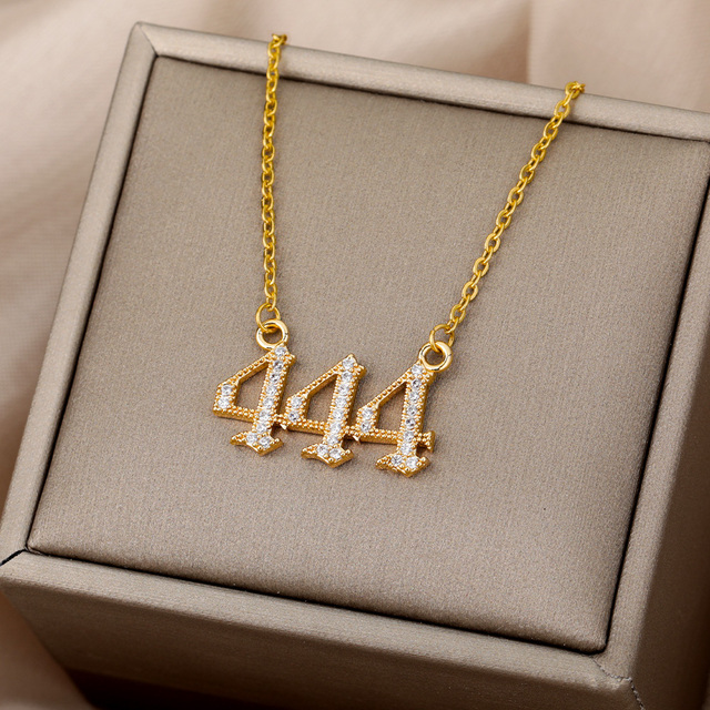 Złoty naszyjnik z cyrkoniami - Anioł numer 444 777 888 999 dla mężczyzn i kobiet, gotycka biżuteria 2021 - Wianko - 3
