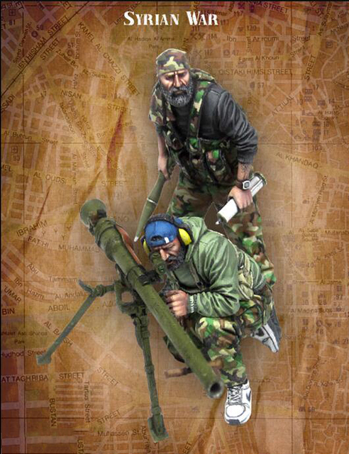Zestaw modelarski 1/35 wojna syryjska - 2 żołnierzy toy model z żywicy, niepomalowany - Wianko - 1