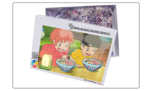 Drewniane Puzzle Ponyo on the Cliff 1000szt. Hayao Miyazaki - Ponyo i Sosuke Anime - Wianko - 10