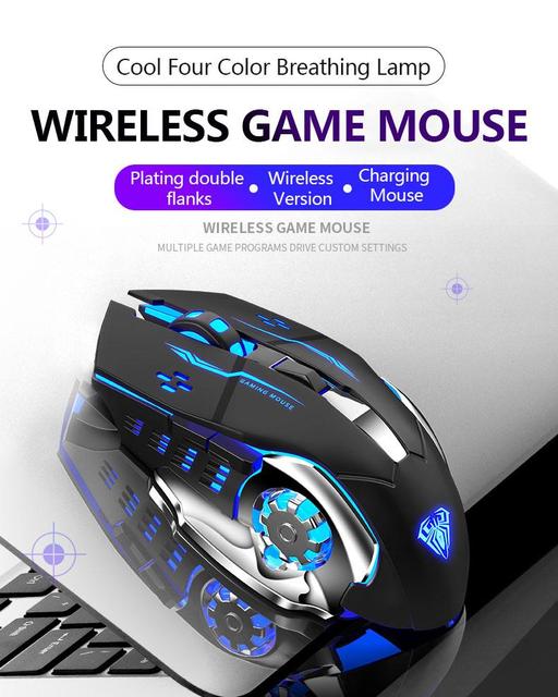 Bezprzewodowa mysz akumulatorowa z ergonomicznym guzikiem bocznym, podświetlana diodami LED RGB - PC/Laptop - Wianko - 1