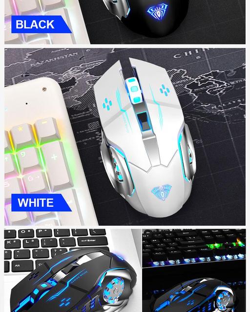 Bezprzewodowa mysz akumulatorowa z ergonomicznym guzikiem bocznym, podświetlana diodami LED RGB - PC/Laptop - Wianko - 4