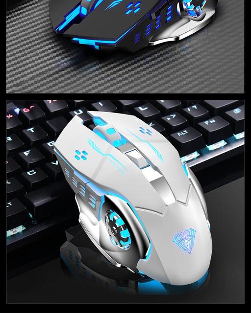 Bezprzewodowa mysz akumulatorowa z ergonomicznym guzikiem bocznym, podświetlana diodami LED RGB - PC/Laptop - Wianko - 16