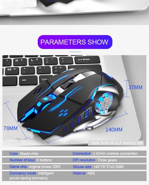 Bezprzewodowa mysz akumulatorowa z ergonomicznym guzikiem bocznym, podświetlana diodami LED RGB - PC/Laptop - Wianko - 13