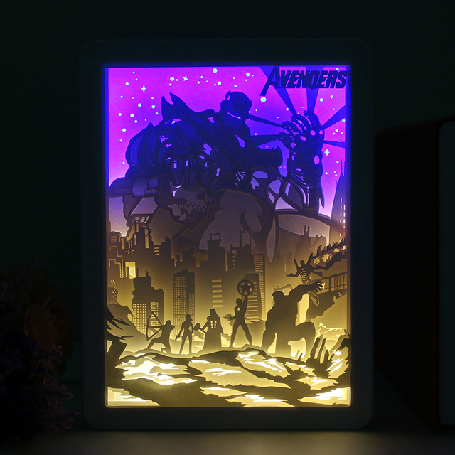 Lampka nocna z papierowym rzeźbieniem w 3D - Podświetlana ramka papercut - LED Light Shadow Box - Twórcze malowanie cienia na biurko - Wianko - 4