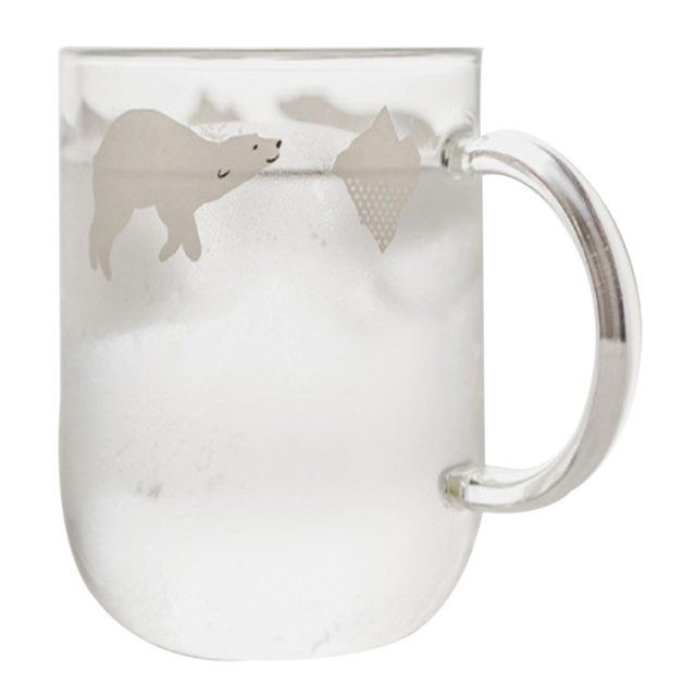 Kubek szklany z uchwytem z motywem słodkiego niedźwiedzia polarnego i pingwina do kawy i herbaty - Wianko - 6