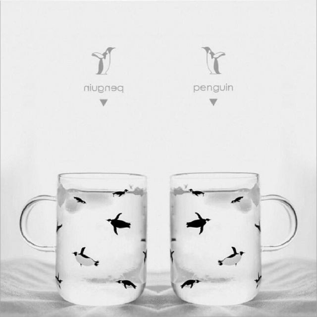 Kubek szklany z uchwytem z motywem słodkiego niedźwiedzia polarnego i pingwina do kawy i herbaty - Wianko - 15