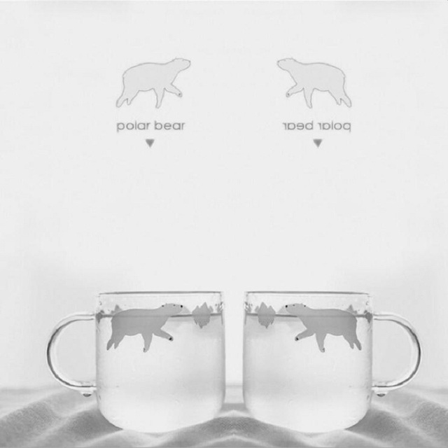 Kubek szklany z uchwytem z motywem słodkiego niedźwiedzia polarnego i pingwina do kawy i herbaty - Wianko - 13