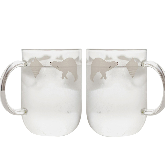 Kubek szklany z uchwytem z motywem słodkiego niedźwiedzia polarnego i pingwina do kawy i herbaty - Wianko - 12