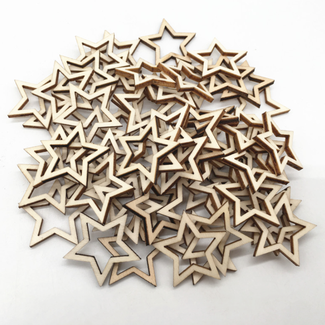 100 sztuk drewnianych konfetti w kształcie uroczego serca/gwiazdki - dekoracje ślubne DIY - Wianko - 10