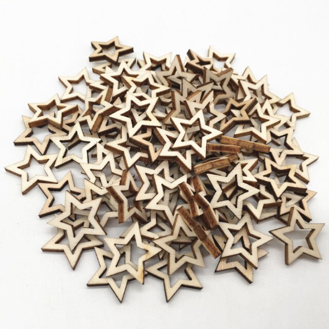 100 sztuk drewnianych konfetti w kształcie uroczego serca/gwiazdki - dekoracje ślubne DIY - Wianko - 20