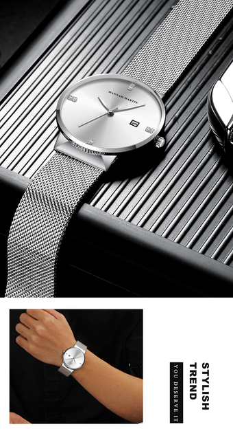 Mechanizm kwarcowy Hannah Martin - męski zegarek biznesowy z siatką ze stali nierdzewnej (wodoodporny) - Wianko - 16
