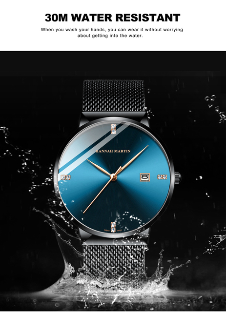 Mechanizm kwarcowy Hannah Martin - męski zegarek biznesowy z siatką ze stali nierdzewnej (wodoodporny) - Wianko - 6