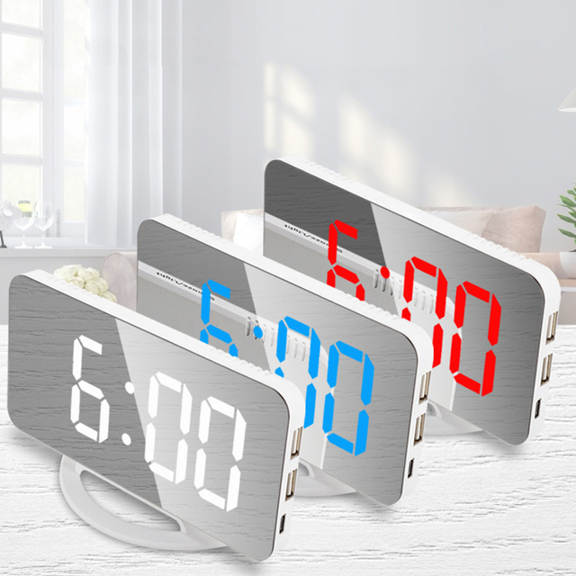 Wielofunkcyjny cyfrowy zegar LED z budzikiem, funkcją drzemki i lustrem - idealne połączenie funkcjonalności i designu - Wianko - 1