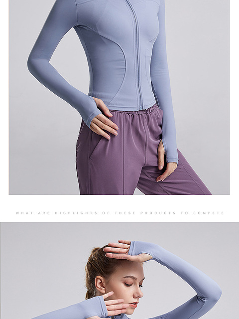 Koszulka do jogi damska z długim rękawem i z przodu zamek błyskawiczny oraz spodnie sportowe treningowe Running Slim Activewear - Wianko - 12