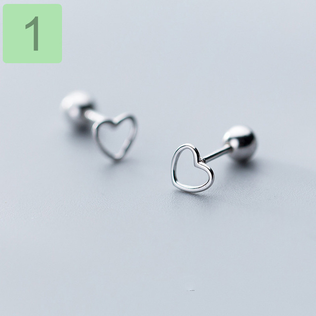 Kolczyki srebrne Trustdavis z prawdziwego 925 srebra w kształcie serca dla kobiet, dzieci i dziewczynek DA2115 - Wianko - 1