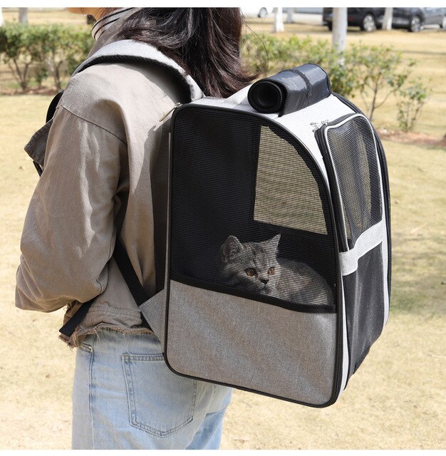 Plecak nosidełko dla zwierząt domowych, siatkowy, turystyczny, z okienkiem, do podróży i użytku na zewnątrz - kota, psa, królika - Wianko - 6