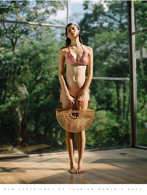 Duża naturalna czarna bambusowa torba plażowa dla kobiet - Ins Luksusowe Letnie 2021 [Rattanowe Torebki] - Wianko - 34