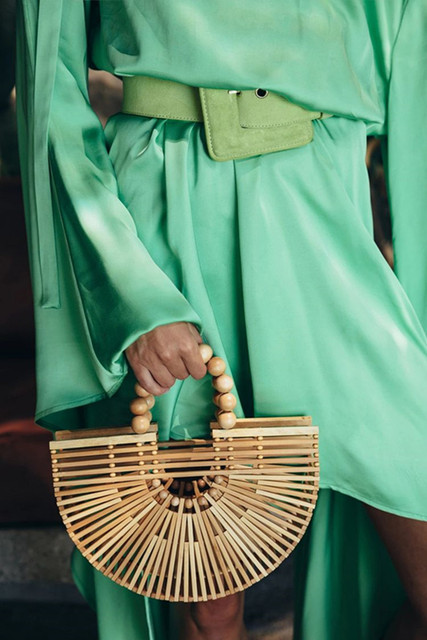 Duża naturalna czarna bambusowa torba plażowa dla kobiet - Ins Luksusowe Letnie 2021 [Rattanowe Torebki] - Wianko - 36