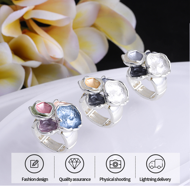Geometryczny pierścień regulowany MeiceM 2021 - gorący trend na wesele! Nowoczesny design biżuterii dla kobiet - Wianko - 3