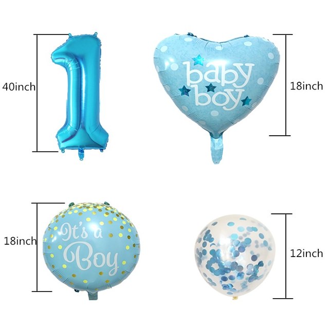 Dekoracje urodzinowe dla dzieci - Balony foliowe w kształcie cyfr 1 z motywem dziewczynki i chłopca - Rocznicowe, Baby Shower, Płeć ujawnić - Wianko - 4