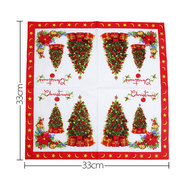 Serwetki Boże Narodzenie 33*33cm, 20 sztuk - drzewo, Święty Mikołaj, płatek śniegu - dekoracje stołu Xmas, DIY - Wianko - 17