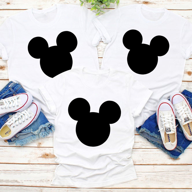 Koszulka letnia z nadrukiem zamku Mickey Mouse dla całej rodziny - Wianko - 4