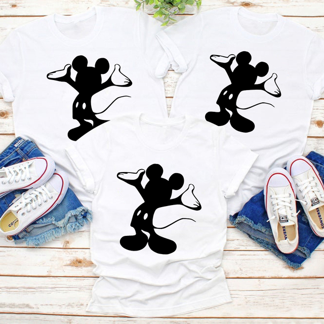 Koszulka letnia z nadrukiem zamku Mickey Mouse dla całej rodziny - Wianko - 5