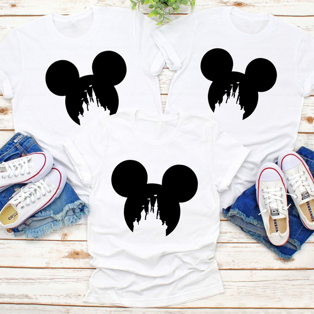 Koszulka letnia z nadrukiem zamku Mickey Mouse dla całej rodziny - Wianko - 3