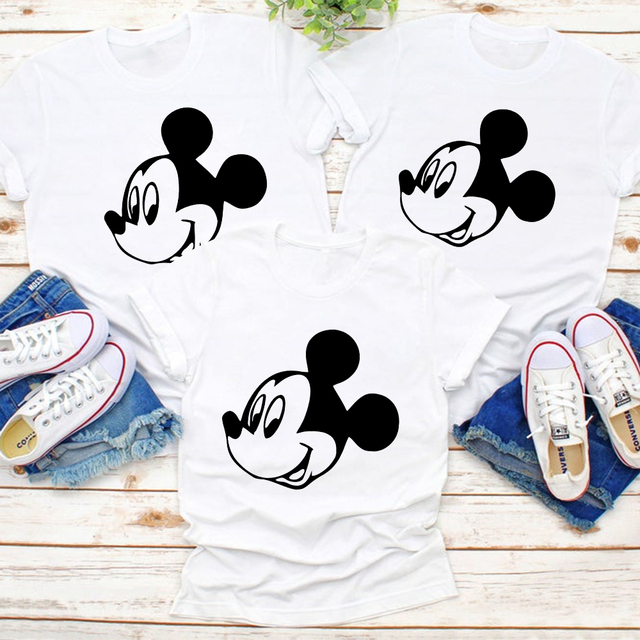 Koszulka letnia z nadrukiem zamku Mickey Mouse dla całej rodziny - Wianko - 11