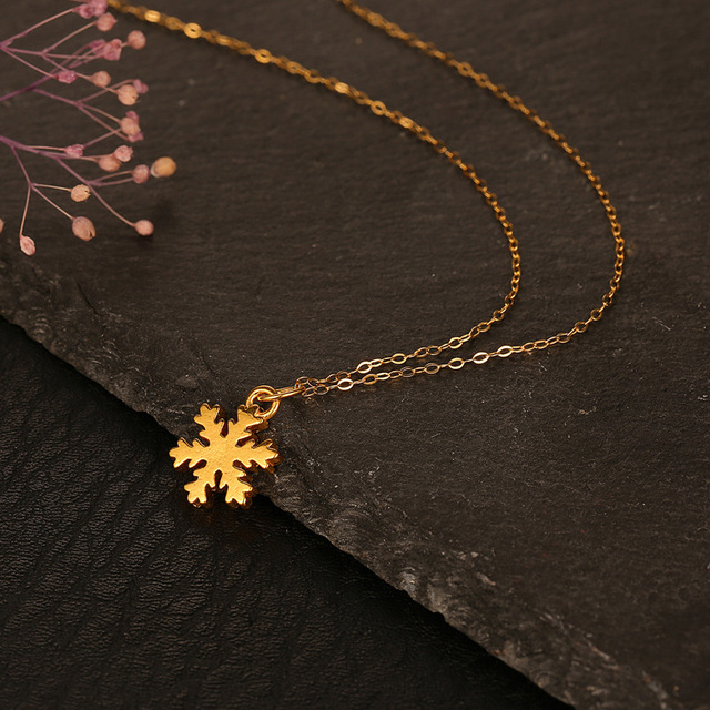 Wisiorek naszyjnik YUNLI Pure 24K 999 złoty w kształcie płatka śniegu z 18K złotym łańcuchem - biżuteria dla kobiet, prezent PE016 - Wianko - 2