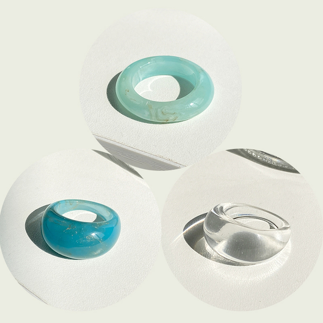17KM Zestaw 3 koreańskich pierścieni geometrycznych z przezroczystą żywicą akrylową dla modnych kobiet - biżuteria z kryształem 2021 - Wianko - 18