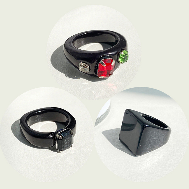 17KM Zestaw 3 koreańskich pierścieni geometrycznych z przezroczystą żywicą akrylową dla modnych kobiet - biżuteria z kryształem 2021 - Wianko - 33