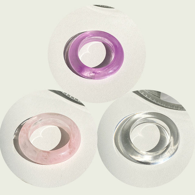 17KM Zestaw 3 koreańskich pierścieni geometrycznych z przezroczystą żywicą akrylową dla modnych kobiet - biżuteria z kryształem 2021 - Wianko - 28