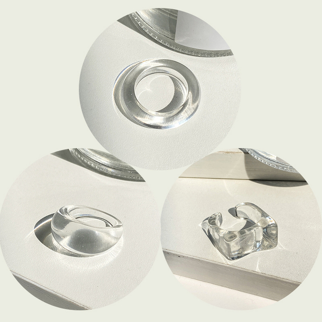 17KM Zestaw 3 koreańskich pierścieni geometrycznych z przezroczystą żywicą akrylową dla modnych kobiet - biżuteria z kryształem 2021 - Wianko - 27